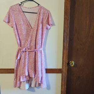 Floral Pink Wrap Dress